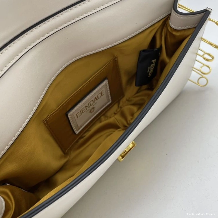Affordable Fendi In with Leather Medium Baguette Fendace White Brooches Bag Pin Calf 0818